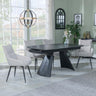 Kinston Black Ceramic Extending Dining Set - Ace Beige Fabric Swivel Dining Chair-3
