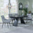 Kinston Black Ceramic Extending Dining Set - Ace Grey Fabric Swivel Dining Chair-2