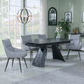 Kinston Black Ceramic Extending Dining Set - Ace Grey Fabric Swivel Dining Chair-2