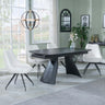 Kinston Black Ceramic Extending Dining Set - Arctic Cream Velvet Fabric Swivel Dining Chair-4