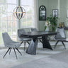 Kinston Black Ceramic Extending Dining Set - Arctic Grey Velvet Fabric Swivel Dining Chair-3