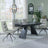 Kinston Black Ceramic Extending Dining Set - Diego Beige Leather Swivel Dining Chair-3