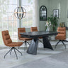 Kinston Black Ceramic Extending Dining Set - Diego Brown Leather Swivel Dining Chair-2