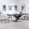 Anvik Black Ceramic Extending Dining Set - Ace Beige Fabric Swivel Dining Chair-3