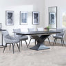 Anvik Black Ceramic Extending Dining Set - Ace Grey Fabric Swivel Dining Chair-2