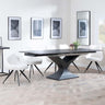 Anvik Black Ceramic Extending Dining Set - Arctic Cream Velvet Fabric Swivel Dining Chair-4