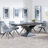 Anvik Black Ceramic Extending Dining Set - Arctic Grey Velvet Fabric Swivel Dining Chair-3