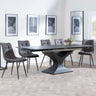Anvik Black Ceramic Extending Dining Set - Corona Grey Fabric Dining Chair-9