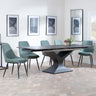 Anvik Black Ceramic Extending Dining Set - Darwin Green Fabric Dining Chair-5