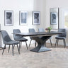 Anvik Black Ceramic Extending Dining Set - Darwin Grey Fabric Dining Chair-6