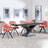 Anvik Black Ceramic Extending Dining Set - Ion Orange Velvet Fabric Swivel Dining Chair-4
