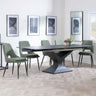 Anvik Black Ceramic Extending Dining Set - Peyton Green Fabric Dining Chair-4