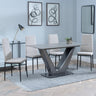Camilla Grey Ceramic 4 Seater Dining Set - 4 Lido Sand Fabric Dining Chair with Black Legs-2