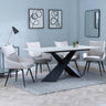 Merlin White Ceramic Dining Set - Ace Beige Fabric Swivel Dining Chair-3