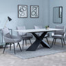 Merlin White Ceramic Dining Set - Ace Grey Fabric Swivel Dining Chair-2