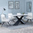 Merlin White Ceramic Dining Set - Arctic Cream Velvet Fabric Swivel Dining Chair-4