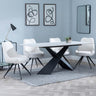 Merlin White Ceramic Dining Set - Arctic Cream Velvet Fabric Swivel Dining Chair-4