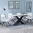 Merlin White Ceramic Dining Set - Arctic Cream Velvet Fabric Swivel Dining Chair-4