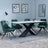 Merlin White Ceramic Dining Set - Arctic Green Velvet Fabric Swivel Dining Chair