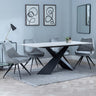 Merlin White Ceramic Dining Set - Arctic Grey Velvet Fabric Swivel Dining Chair-2