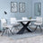 Merlin White Ceramic Dining Set - Boden Cream Fabric Swivel Dining Chair-2