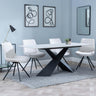 Merlin White Ceramic Dining Set - Boden Cream Fabric Swivel Dining Chair-2