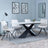 Merlin White Ceramic Dining Set - Boden Cream Fabric Swivel Dining Chair-2