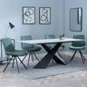 Merlin White Ceramic Dining Set - Boden Green Fabric Swivel Dining Chair-5