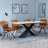 Merlin White Ceramic Dining Set - Boden Orange Fabric Swivel Dining Chair-4
