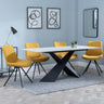 Merlin White Ceramic Dining Set - Boden Yellow Fabric Swivel Dining Chair-3
