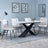 Merlin White Ceramic Dining Set - Corona Beige Fabric Dining Chair-3
