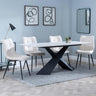 Merlin White Ceramic Dining Set - Corona Beige Fabric Dining Chair-3