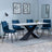 Merlin White Ceramic Dining Set - Corona Blue Fabric Dining Chair-5
