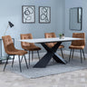 Merlin White Ceramic Dining Set - Corona Brown Fabric Dining Chair-8