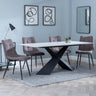 Merlin White Ceramic Dining Set - Corona Camel Fabric Dining Chair-4
