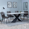 Merlin White Ceramic Dining Set - Corona Grey Fabric Dining Chair-9
