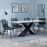 Merlin White Ceramic Dining Set - Corona Light Grey Fabric Dining Chair-7