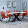 Merlin White Ceramic Dining Set - Corona Orange Fabric Dining Chair-2