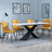 Merlin White Ceramic Dining Set - Corona Yellow Fabric Dining Chair