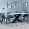 Merlin White Ceramic Dining Set - Darwin Dark Grey Fabric Dining Chair-5