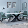Merlin White Ceramic Dining Set - Darwin Green Fabric Dining Chair-4