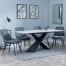 Merlin White Ceramic Dining Set - Darwin Grey Fabric Dining Chair-6