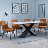 Merlin White Ceramic Dining Set - Darwin Orange Fabric Dining Chair-3