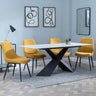Merlin White Ceramic Dining Set - Darwin Yellow Fabric Dining Chair-2