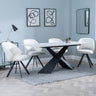 Merlin White Ceramic Dining Set - Ion Cream Boucle Teddy Fabric Swivel Dining Chair-5