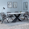 Merlin White Ceramic Dining Set - Ion Dark Grey Velvet Fabric Swivel Dining Chair-3