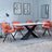 Merlin White Ceramic Dining Set - Ion Orange Velvet Fabric Swivel Dining Chair