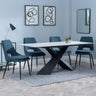 Merlin White Ceramic Dining Set - Peyton Blue Fabric Dining Chair-2