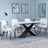 Merlin White Ceramic Dining Set - Peyton Cream Fabric Dining Chair-4