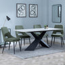Merlin White Ceramic Dining Set - Peyton Green Fabric Dining Chair-3